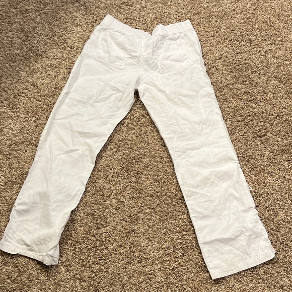 Upcycled Reworked White Linen Pants Floral Patchwork Cottagecore OOAK - Picture 6 of 6